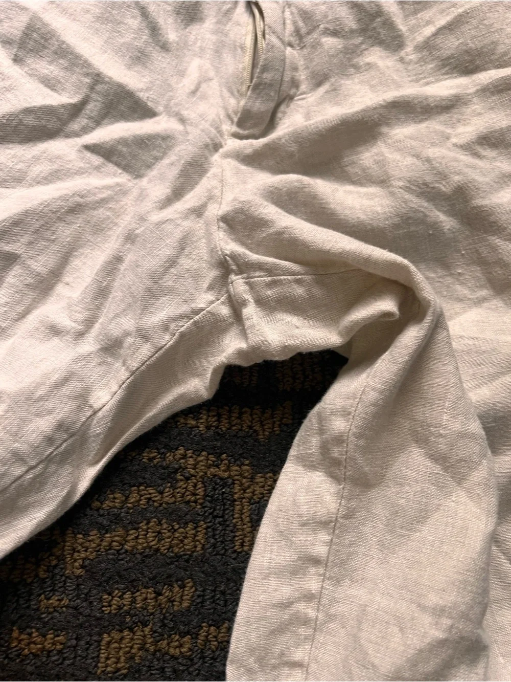 Tasso Elba 100% Linen Men's Cream Pants Flat Front Tapered Leg Resortwear Summer
